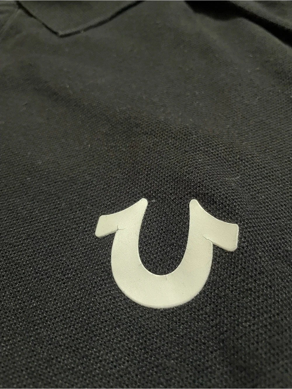 True Religion Black Polo with Contrast Logo Tape